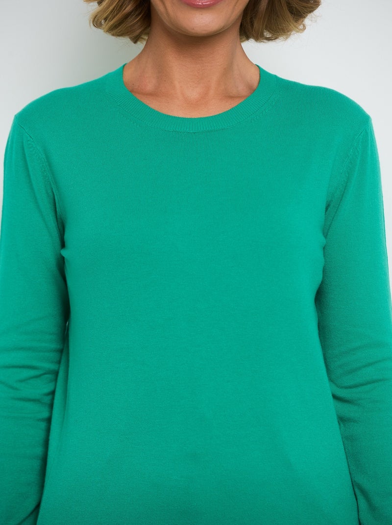 Jersey de manga larga en punto de galga fina - AFIBEL Verde - Kiabi