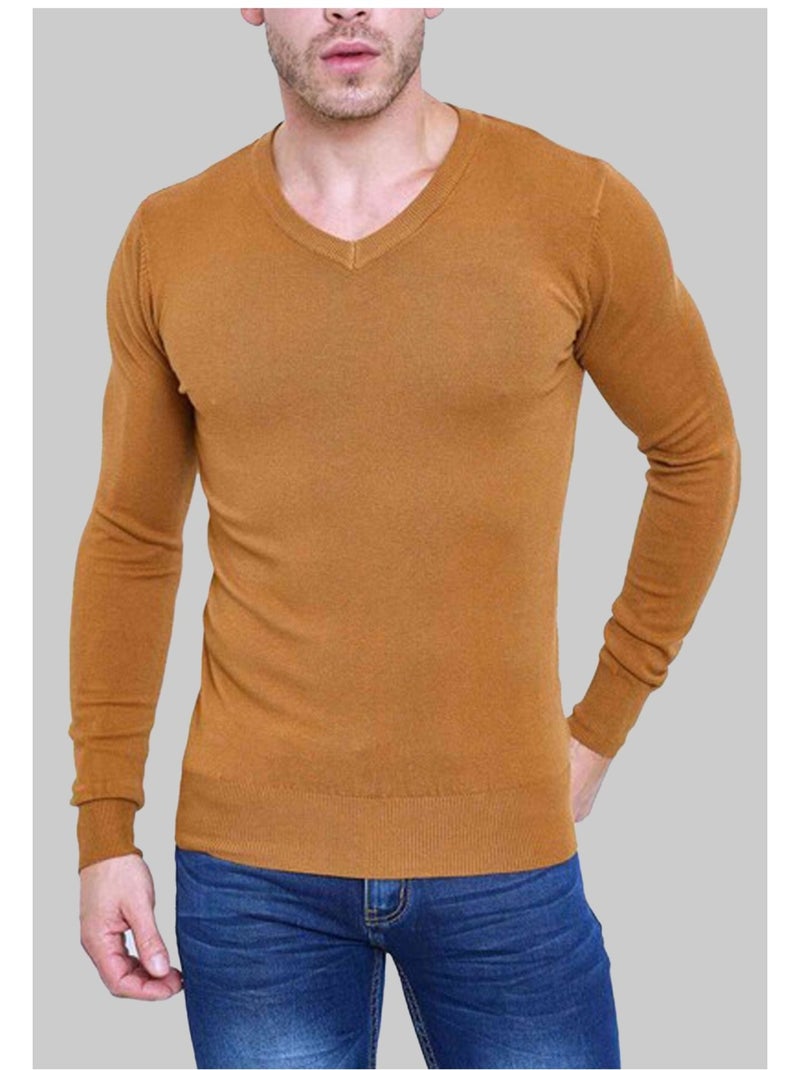 Jersey de manga larga y cuello en V Kebello Marrón - Kiabi