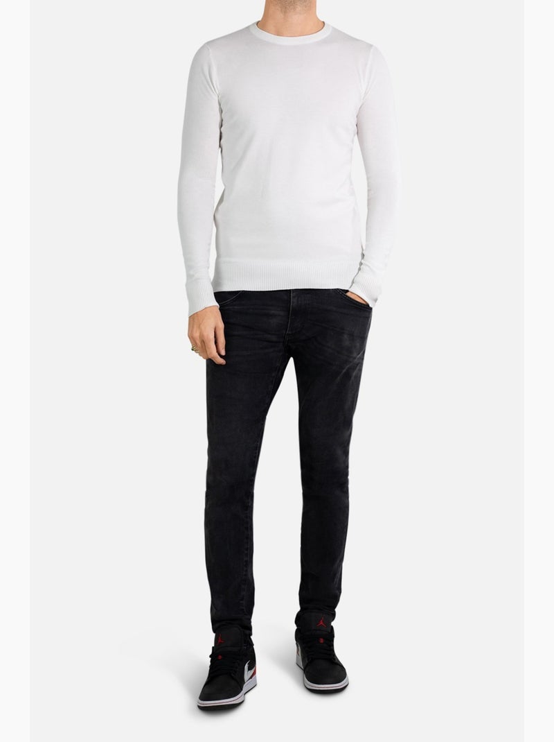 Jersey de manga larga y cuello redondo Kebello Blanco - Kiabi