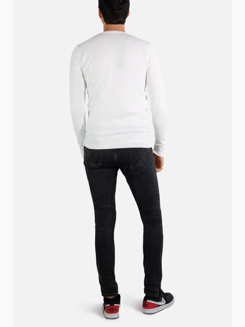 Jersey de manga larga y cuello redondo Kebello Blanco - Kiabi