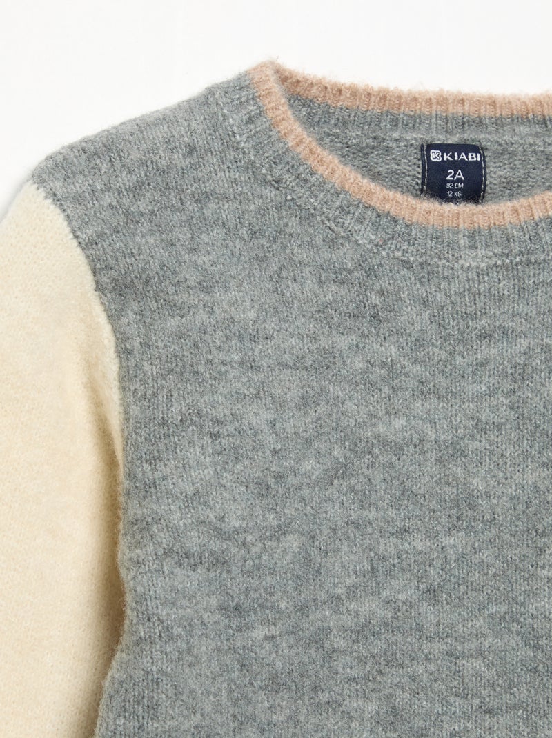 Jersey de mangas largas contrastadas Gris - Kiabi