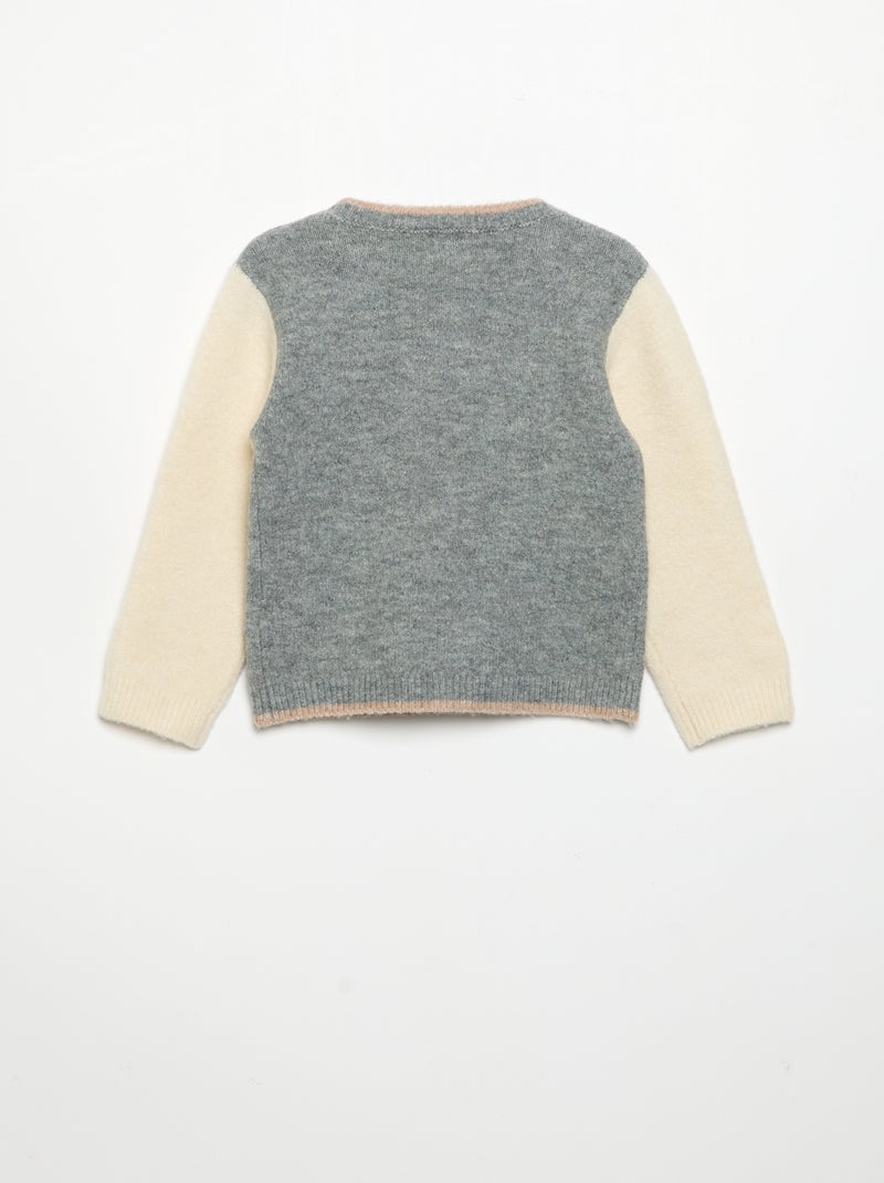 Jersey de mangas largas contrastadas Gris - Kiabi