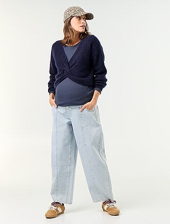 Jersey de maternidad cropped con efecto retorcido