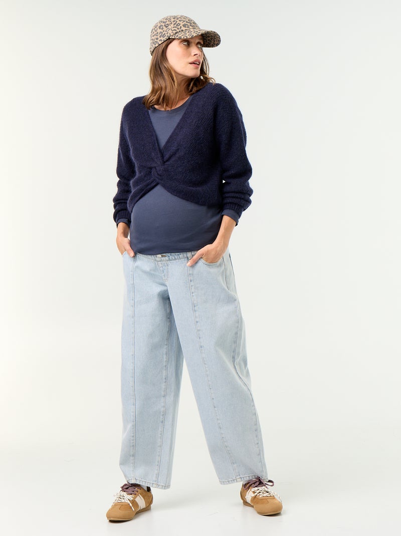 Jersey de maternidad cropped con efecto retorcido Azul - Kiabi