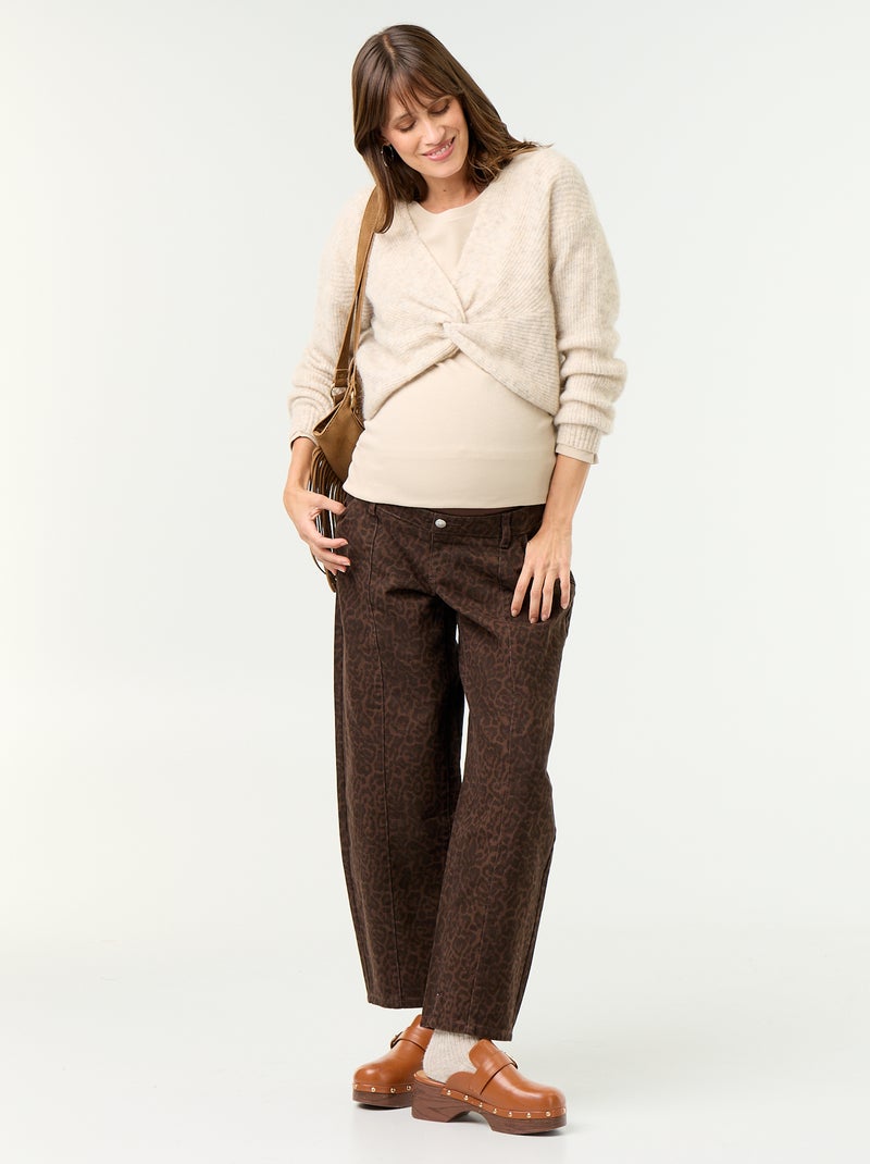 Jersey de maternidad cropped con efecto retorcido Beige - Kiabi