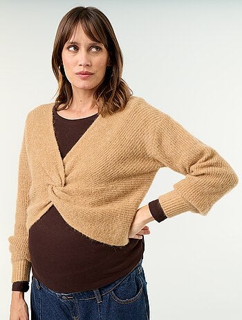Jersey de maternidad cropped con efecto retorcido