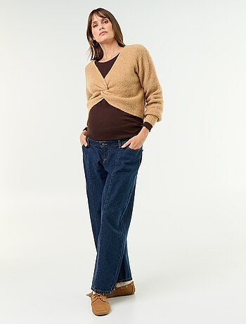 Jersey de maternidad cropped con efecto retorcido