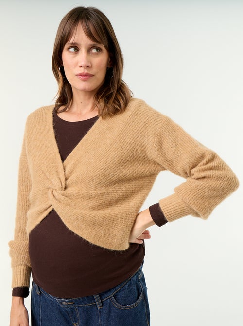 Jersey de maternidad cropped con efecto retorcido - Kiabi Jersey de maternidad cropped con efecto retorcido - Kiabi