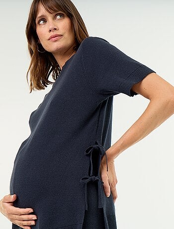 Jersey de maternidad de manga corta con aberturas con cordones