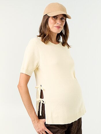 Jersey de maternidad de manga corta con aberturas con cordones
