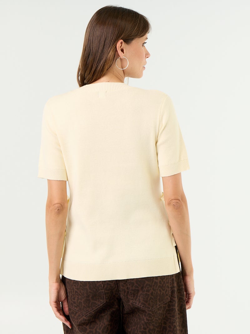 Jersey de maternidad de manga corta con aberturas con cordones Beige - Kiabi