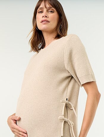 Jersey de maternidad de manga corta con aberturas con cordones