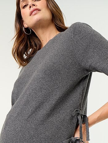 Jersey de maternidad de manga corta con aberturas con cordones