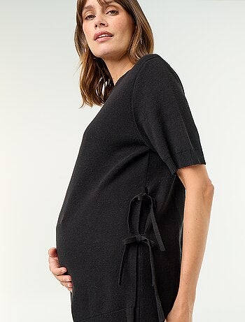 Jersey de maternidad de manga corta con aberturas con cordones
