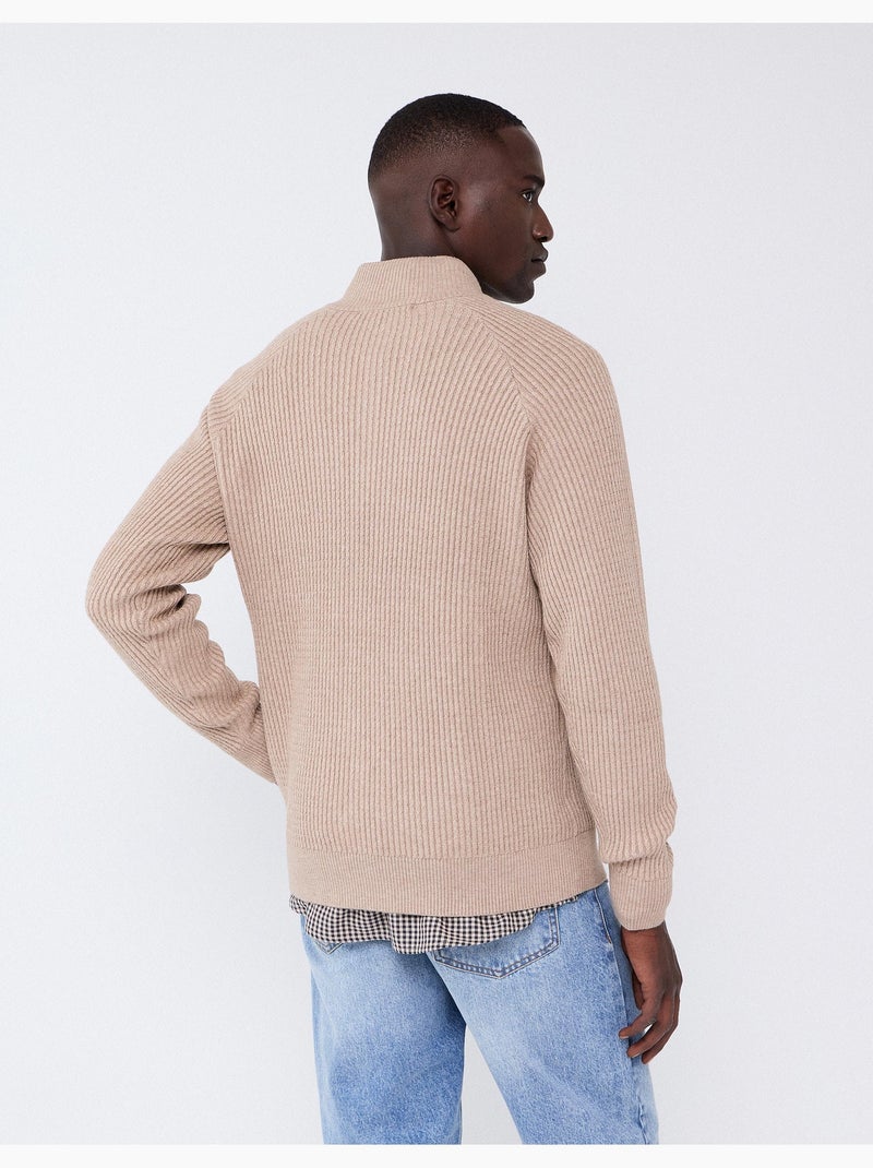Jersey de media cremallera, mo fashion Beige - Kiabi