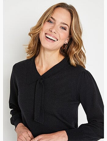 Jersey de mezcla de lana con cuello anudado - Afibel