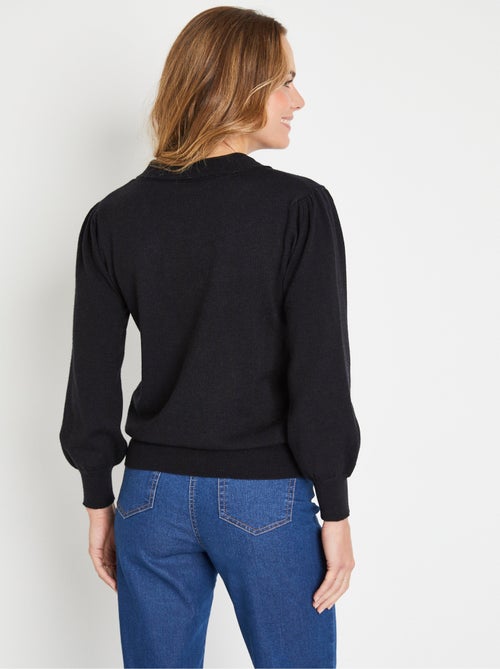 Jersey de mezcla de lana con cuello anudado - Afibel - Kiabi