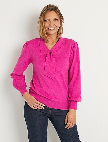 Jersey de mezcla de lana con cuello anudado - Afibel