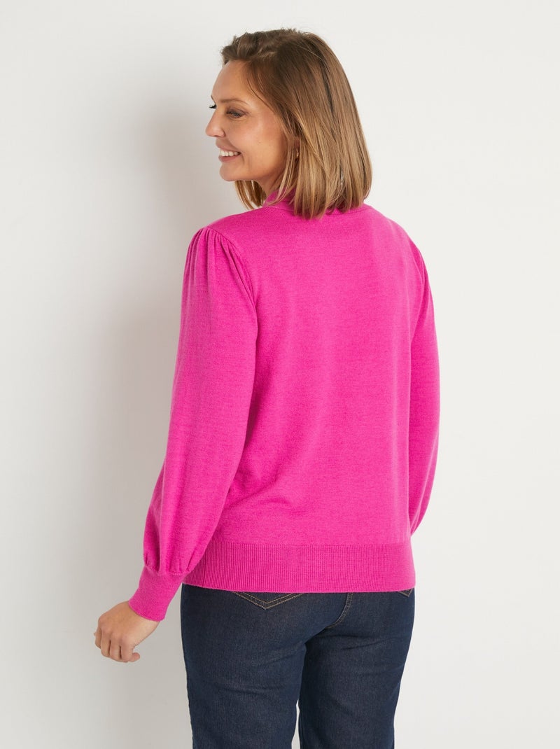 Jersey de mezcla de lana con cuello anudado - Afibel Rosa fucsia - Kiabi