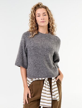 Jersey de mohair de manga corta / sisa caída