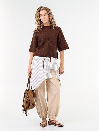 Jersey de mohair de manga corta / sisa caída