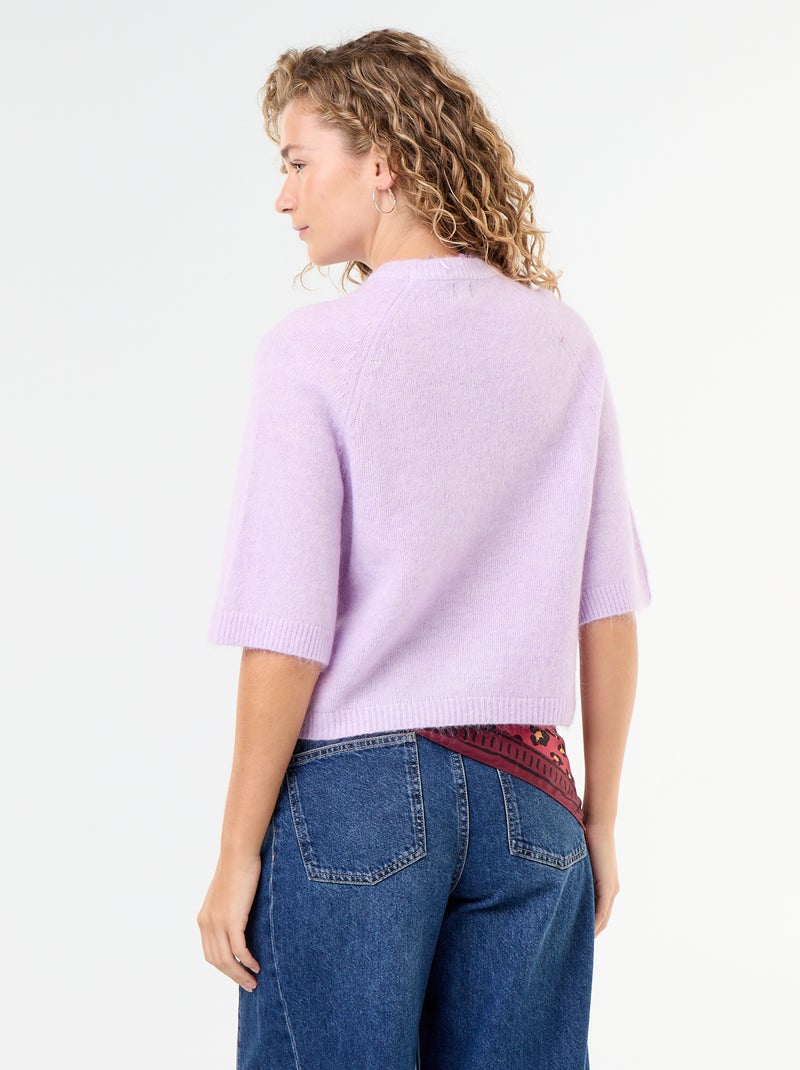 Jersey de mohair de manga corta / sisa caída Rosa - Kiabi