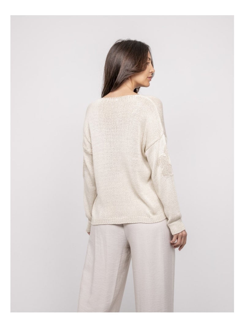 Jersey de motivos lurex KALYSSA Beige - Kiabi