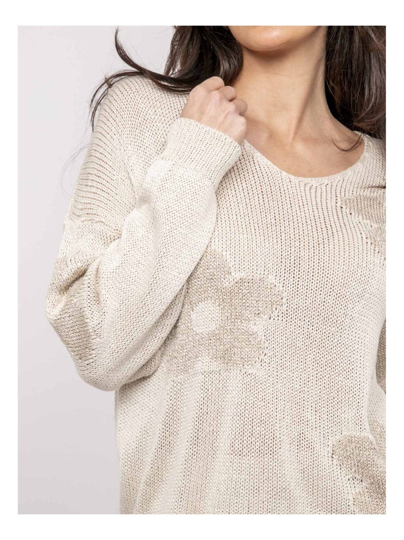Jersey de motivos lurex KALYSSA Beige - Kiabi
