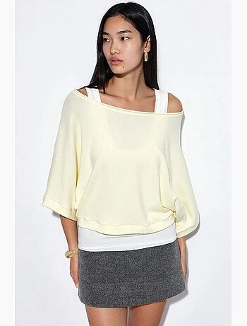 Jersey de mujer acanalado de cuello redondo busem