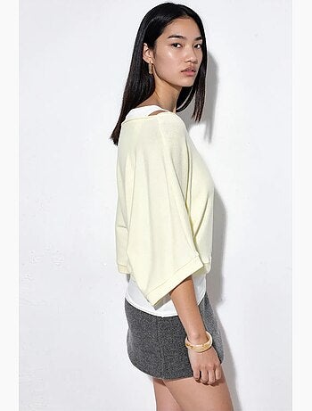 Jersey de mujer acanalado de cuello redondo busem