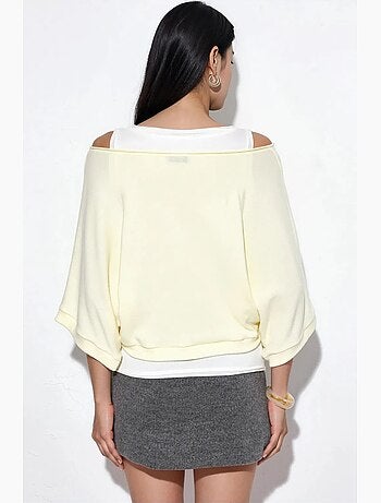 Jersey de mujer acanalado de cuello redondo busem
