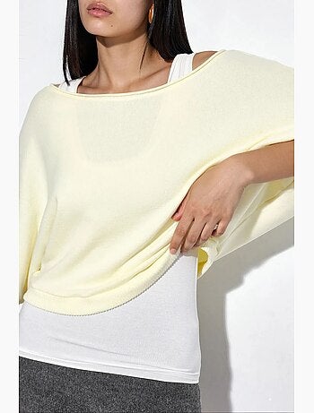 Jersey de mujer acanalado de cuello redondo busem