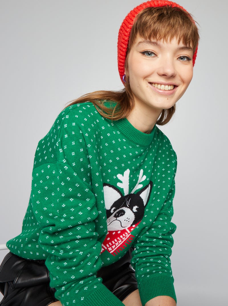 Jersey de Navidad 'Bulldog' VERDE - Kiabi
