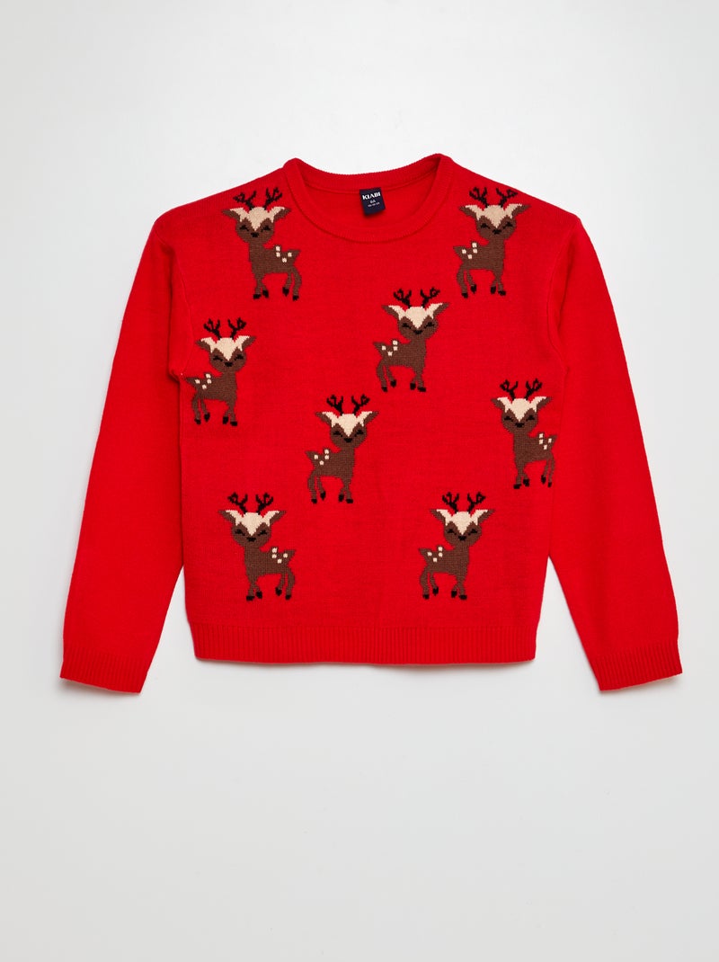 Jersey de Navidad ciervos ROJO - Kiabi