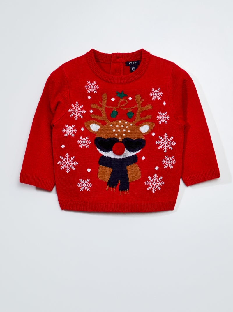 Jersey de Navidad con aplique de borla ROJO - Kiabi