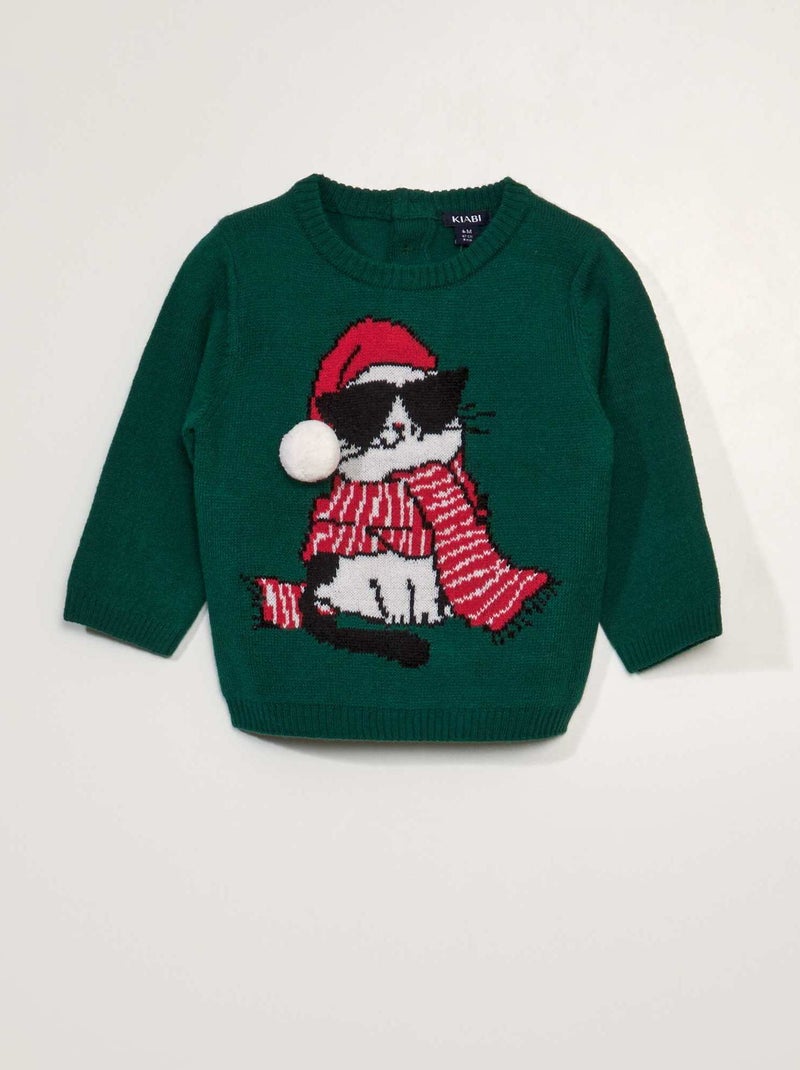 Jersey de Navidad con borla VERDE - Kiabi