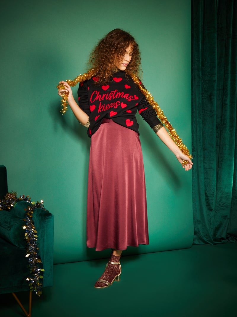 Jersey de Navidad con corazones NEGRO - Kiabi