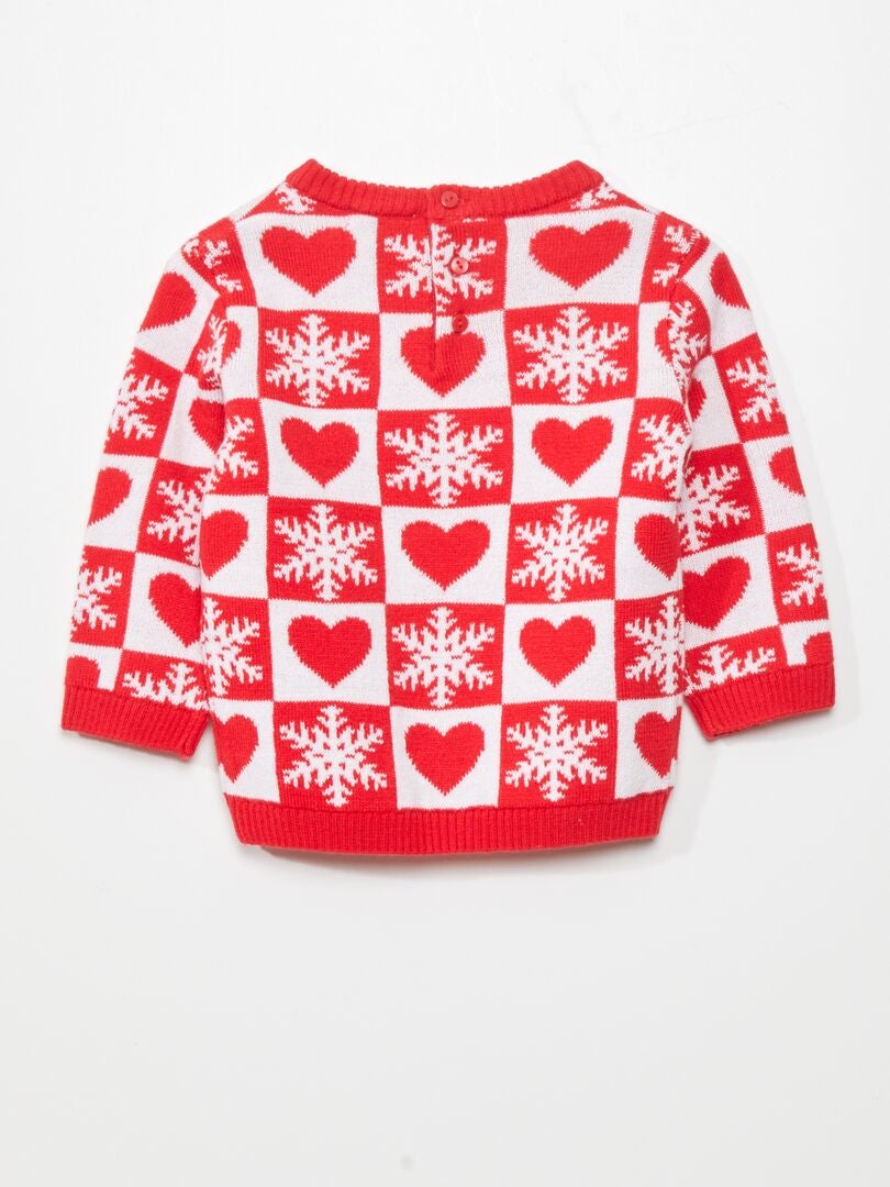 Jersey de Navidad con corazones y copos de nieve ROJO Kiabi 10.00€