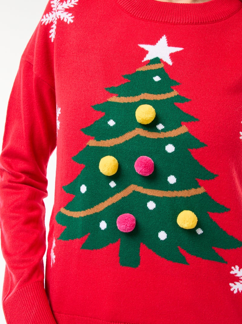 Jersey de Navidad con estampado de árbol Rojo - Kiabi