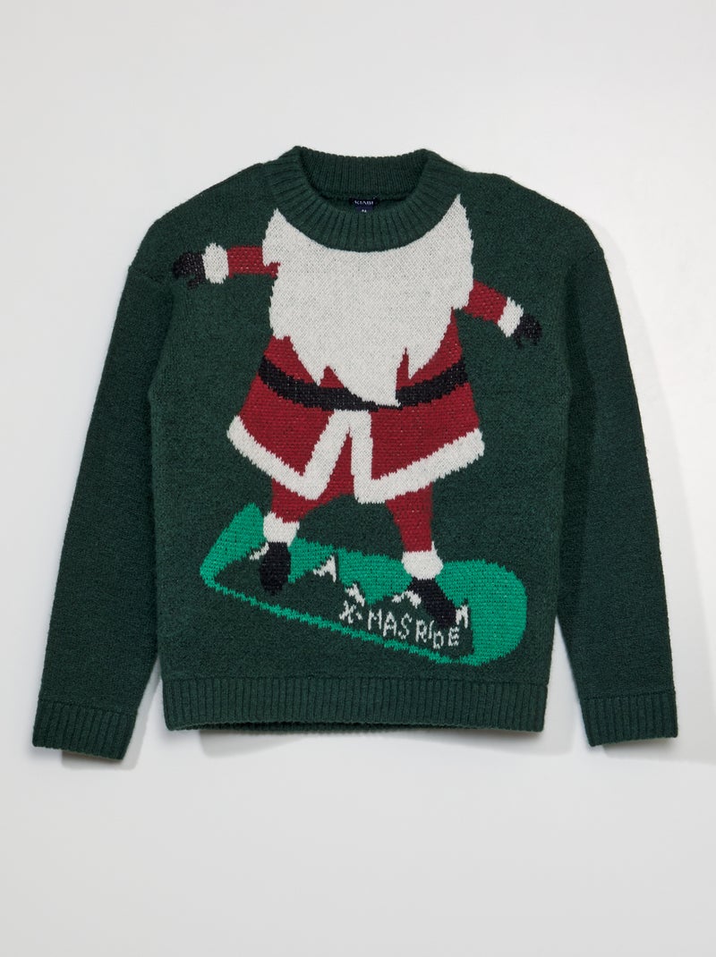 Jersey de Navidad con Papá Noel VERDE - Kiabi