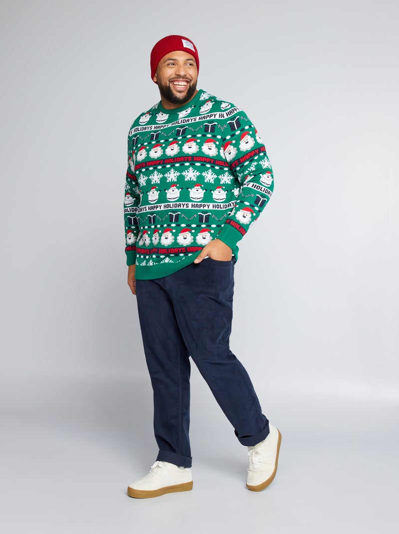 Jersey de Navidad con Papá Noel y regalos VERDE - Kiabi