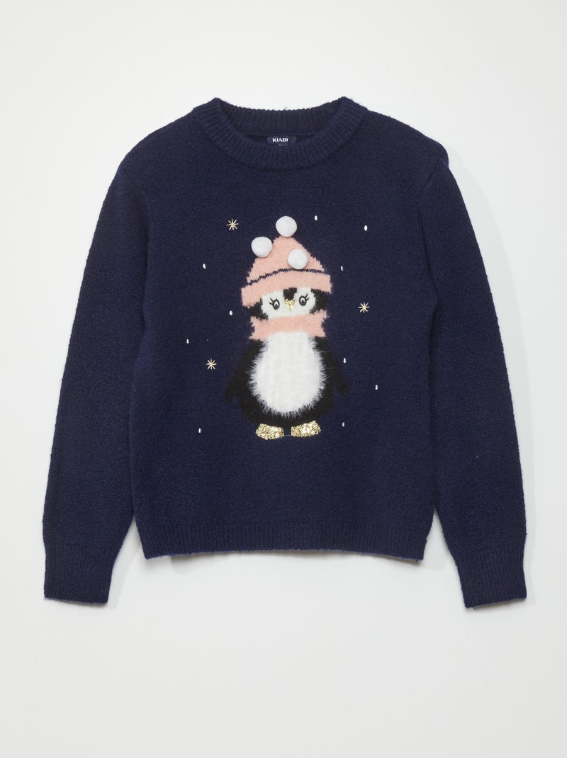 Jersey de Navidad con pingüino AZUL - Kiabi