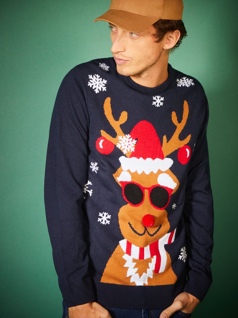 Jersey de Navidad de punto grueso AZUL - Kiabi