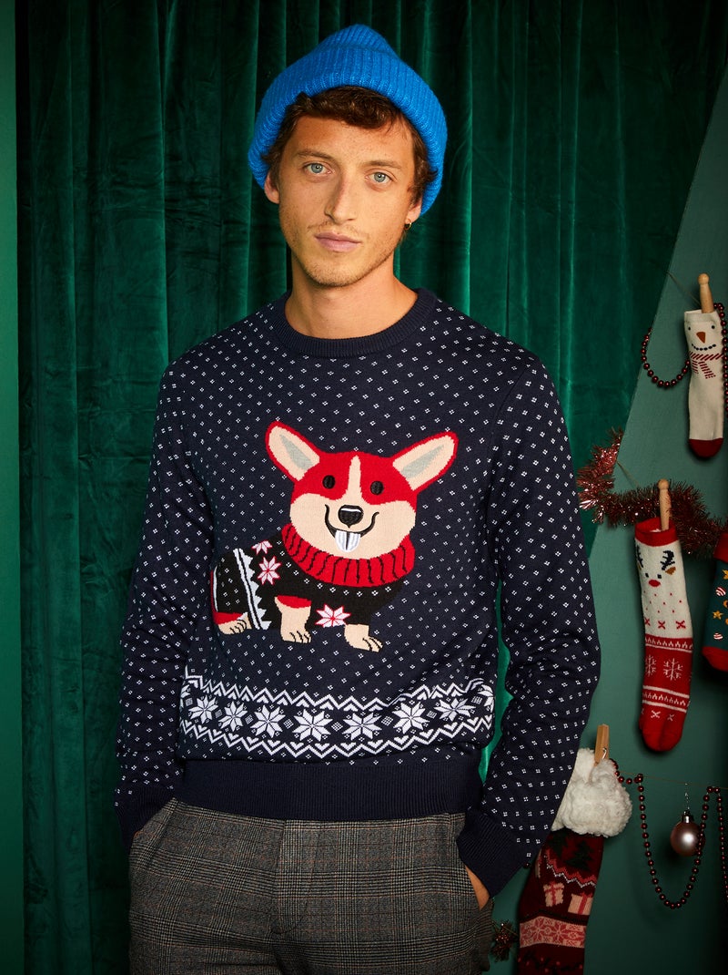 Jersey de Navidad de punto grueso AZUL - Kiabi