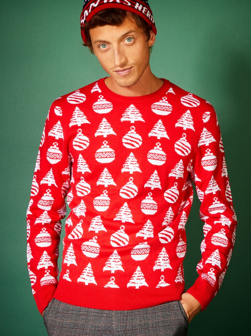 Jersey de Navidad de punto grueso ROJO - Kiabi