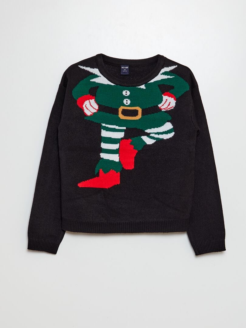 Jersey de Navidad duende NEGRO - Kiabi