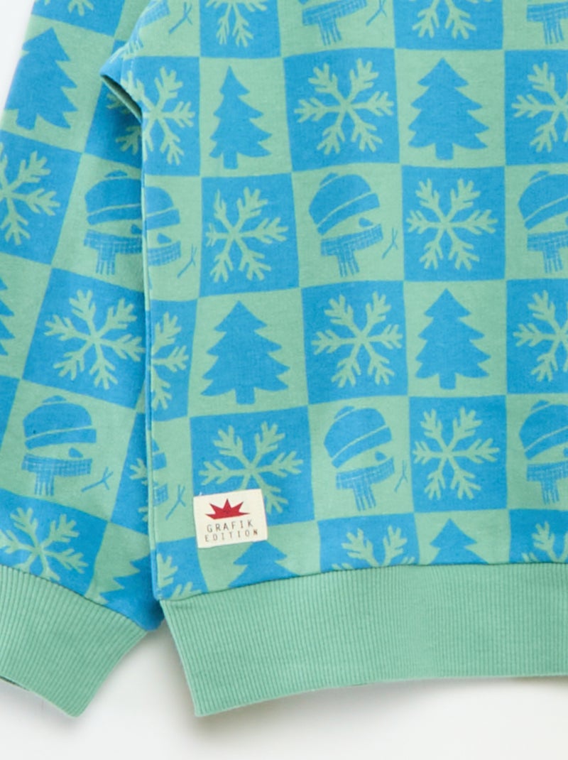 Jersey de Navidad estampado en algodón Verde - Kiabi