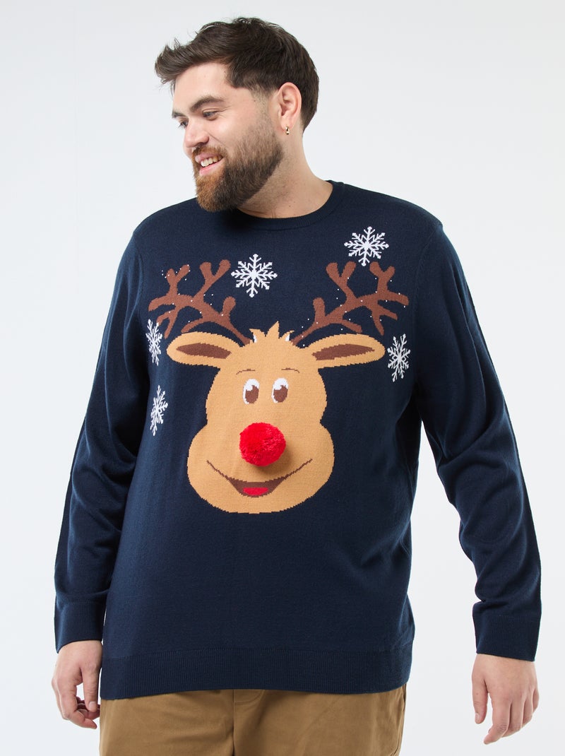 Jersey de Navidad estampado 'reno' Azul - Kiabi