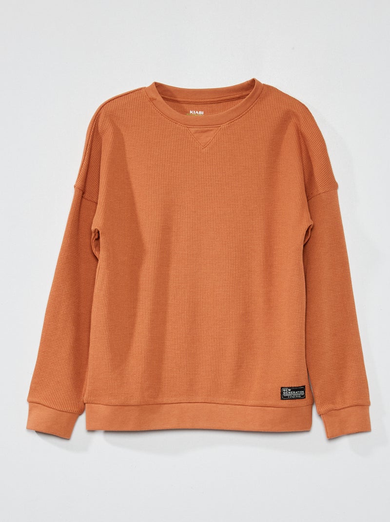Jersey de nido de abeja MARRON - Kiabi