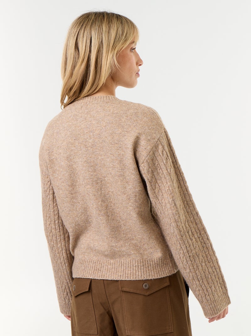 Jersey de ochos cuello redondo Beige - Kiabi